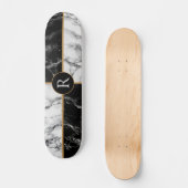 Skateboard Monogram Skate noir et blanc Marbre chèque (Recto)