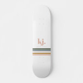 Skateboard Monogramme à rayures rétro chic (Devant)