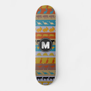 Skateboard Monogramme Animaux Colorés Rétro Motif #8