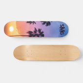 Skateboard Monogramme arc-en-ciel Sun Palm Tree personnalisé (Horz)