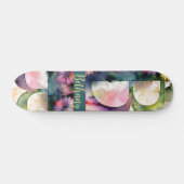 Skateboard Monogramme B bijou personnalisé Aquarelle Floral (Horz)