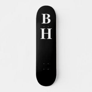 Skateboard Monogramme blanc noir simple et élégant personnali