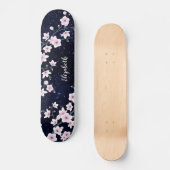 Skateboard Monogramme ciel étoilé rose Fleur de cerisier (Recto)