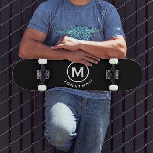 Skateboard Monogramme classique noir blanc (Extérieur 3)