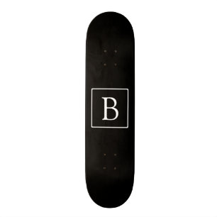 Skateboard Monogramme Classique Simple Noir avec Texte Blan
