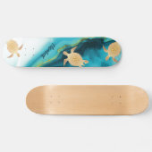 Skateboard Monogramme d'Agate d'Encre Turquoise Tribale de To (Horz)