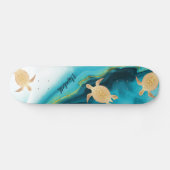Skateboard Monogramme d'Agate d'Encre Turquoise Tribale de To (Horz)