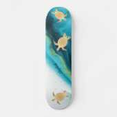 Skateboard Monogramme d'Agate d'Encre Turquoise Tribale de To (Recto)