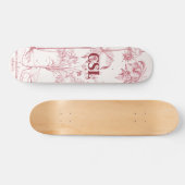 Skateboard Monogramme d'art Vintage rose (Horz)