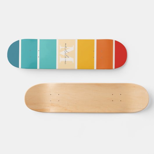 Skateboard Monogramme de bandes rétro (Horz)
