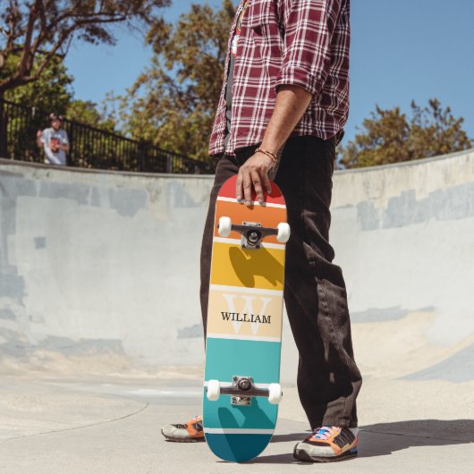 Skateboard Monogramme de bandes rétro (Extérieur 2)