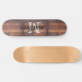 Skateboard Monogramme de chêne en bois rustique Nom personnal (Horz)