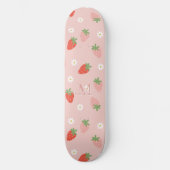 Skateboard Monogramme de fraises roses et rouges (Recto)