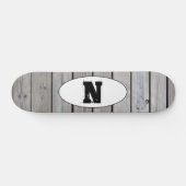 Skateboard Monogramme de grain de bois grunge en détresse (Horz)
