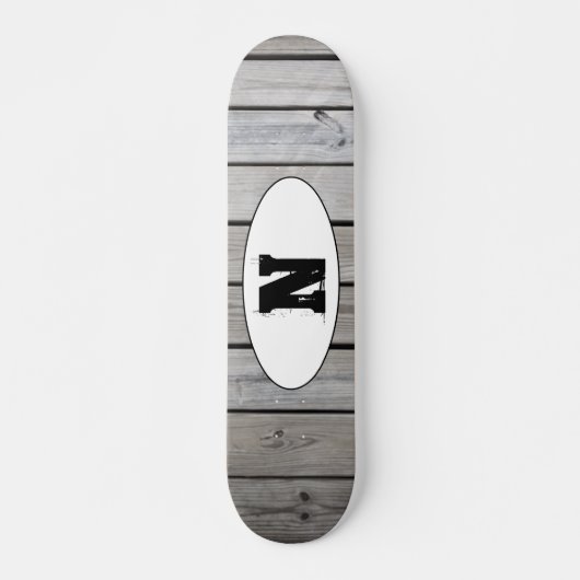 Skateboard Monogramme de grain de bois grunge en détresse (Devant)