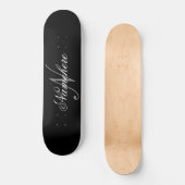 Skateboard Monogramme de nom noir et blanc personnalisé uniqu (Recto)