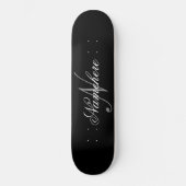 Skateboard Monogramme de nom noir et blanc personnalisé uniqu (Recto)