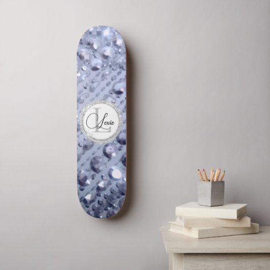 Skateboard Monogramme de perles bleues éblouissantes (Art mural)