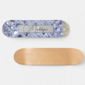 Skateboard Monogramme de perles bleues éblouissantes (Horz)