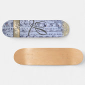 Skateboard Monogramme de perles bleues éblouissantes (Horz)