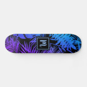 Skateboard Monogramme dégradé de bleu à violet feuille tendan (Horz)