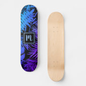 Skateboard Monogramme dégradé de bleu à violet feuille tendan (Recto)