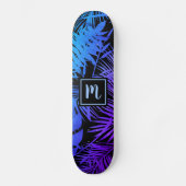 Skateboard Monogramme dégradé de bleu à violet feuille tendan (Recto)