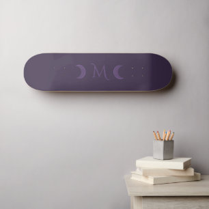 Skateboard Monogramme des lunes de croissant de violet poussi
