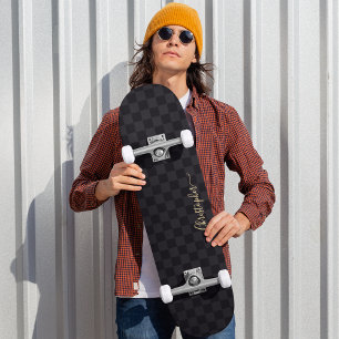 Skateboard Monogramme d'or de l'Cool Motif noir signé