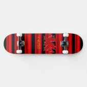 Skateboard Monogramme Dragon rouge, bande rouge à effet métal (Horz)