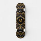 Skateboard Monogramme élégant et élégant moderne Gold Black P (Recto)
