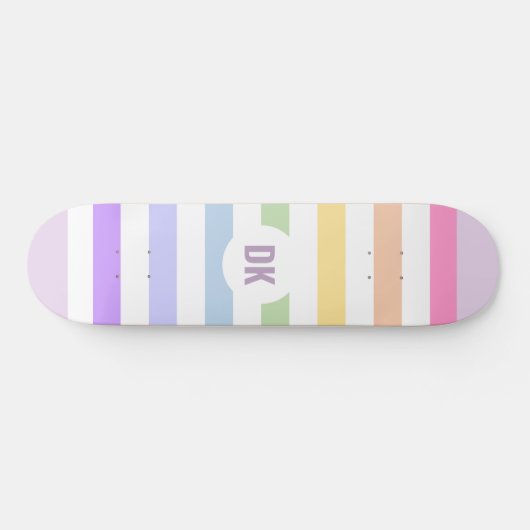 Skateboard Monogramme en Blanc Cirque Pastel Arc-en-ciel rayu (Horz)
