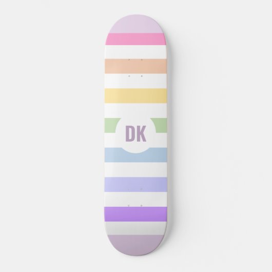 Skateboard Monogramme en Blanc Cirque Pastel Arc-en-ciel rayu (Recto)