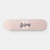 Skateboard Monogramme et nom personnalisé moderne Pastel Pink (Horz)