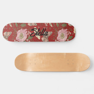 Skateboard Monogramme floral botanique de fleur sauvage à la 