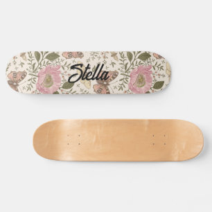 Skateboard Monogramme floral botanique de fleurs sauvages à l
