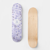 Skateboard Monogramme floral pourpre en fleurs de cerisier (Recto)