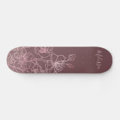 Skateboard Monogramme floral rose rose rose or (Horz)