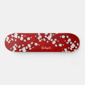 Skateboard Monogramme Floral rouge blanc cerisier (Horz)