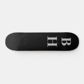 Skateboard Monogramme gris noir simple et élégant personnalis (Horz)