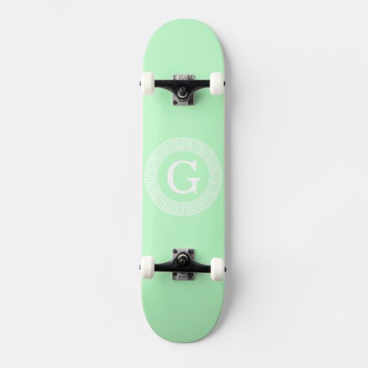 Skateboard Monogramme initial du cadre de la clé grecque blan (Recto)