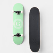 Skateboard Monogramme initial du cadre de la clé grecque blan (Devant)