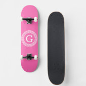Skateboard Monogramme initial du cadre de ligne de clé grecqu (Devant)