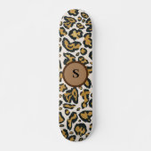 Skateboard Monogramme initial du Motif léopard Brown (Devant)