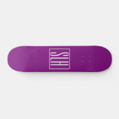 Skateboard Monogramme Initiales 3 Moderne Gras | Blanc & Viol (Horz)
