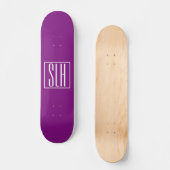 Skateboard Monogramme Initiales 3 Moderne Gras | Blanc & Viol (Recto)