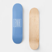 Skateboard Monogramme Initiales 3 Moderne Gras | Bleu Clair (Recto)
