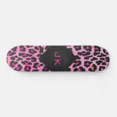 Skateboard Monogramme Leopard noir et rose chaud (Horz)