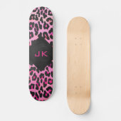 Skateboard Monogramme Leopard noir et rose chaud (Recto)