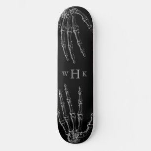 Skateboard Monogramme Mains de Crâne Tendance Noir Blanc
